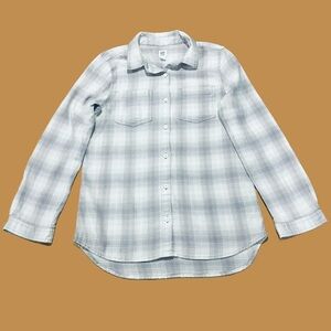 GAP Kids Grey Plaid Flannel Size XXL 14/16